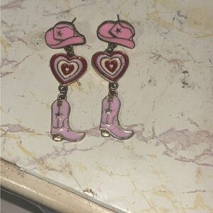 western pink dangle earrings